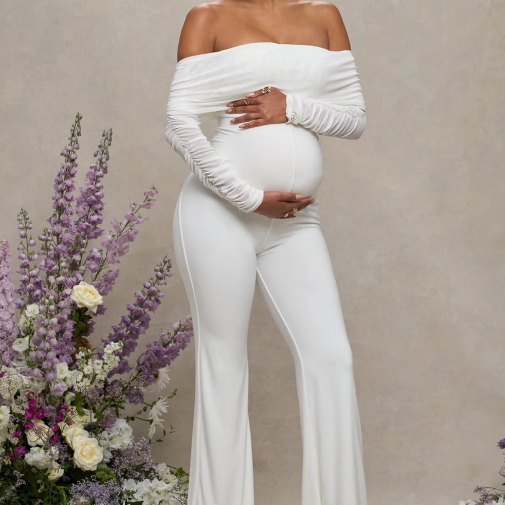 Club London Maternity Jumpsuit - White NEW